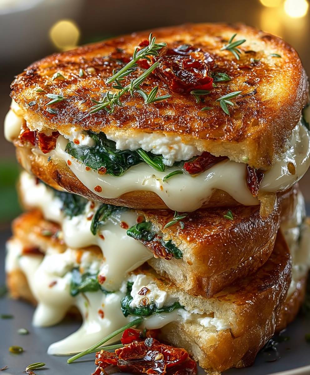 Gegrillter Käse mit sonnengetrockneten Tomaten, Spinat und Ricotta image 2