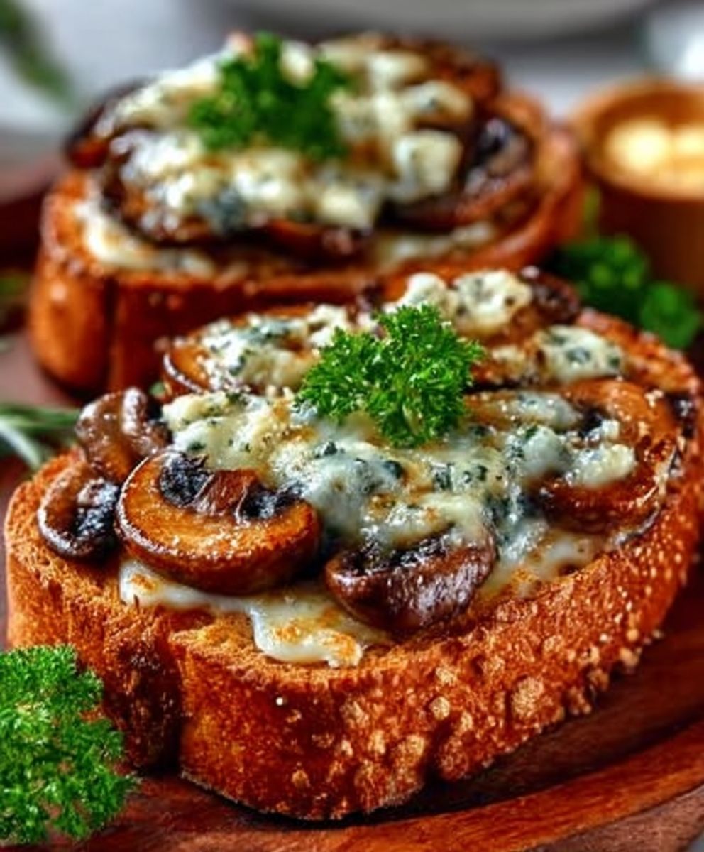 Gourmet-Käse-Pilz-Knoblauch-Toast image 2