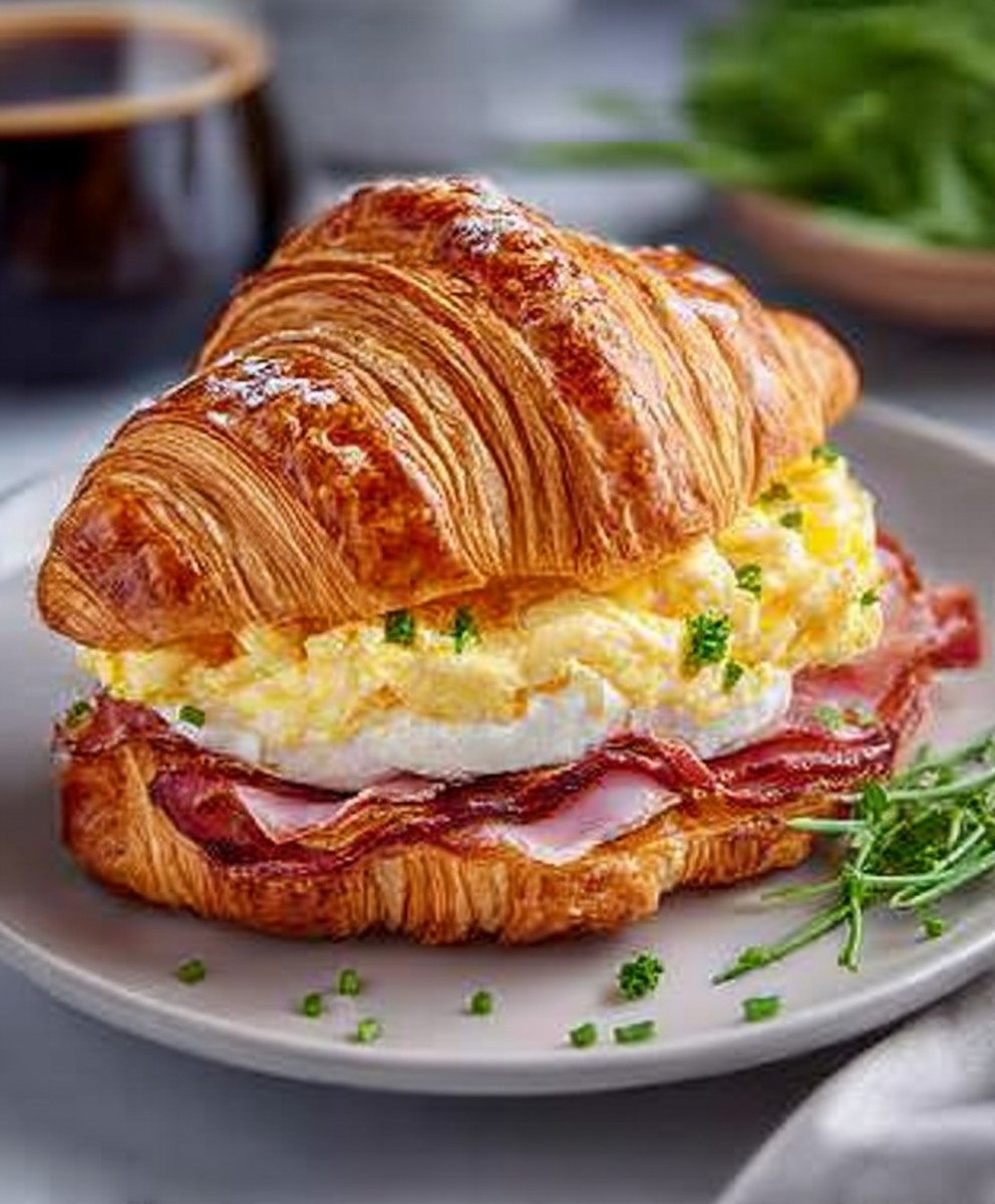 Croissant-Sandwich mit Apfel und Ziegenkäse | Schnelles und raffiniertes Frühstück oder Mittagessen image 2