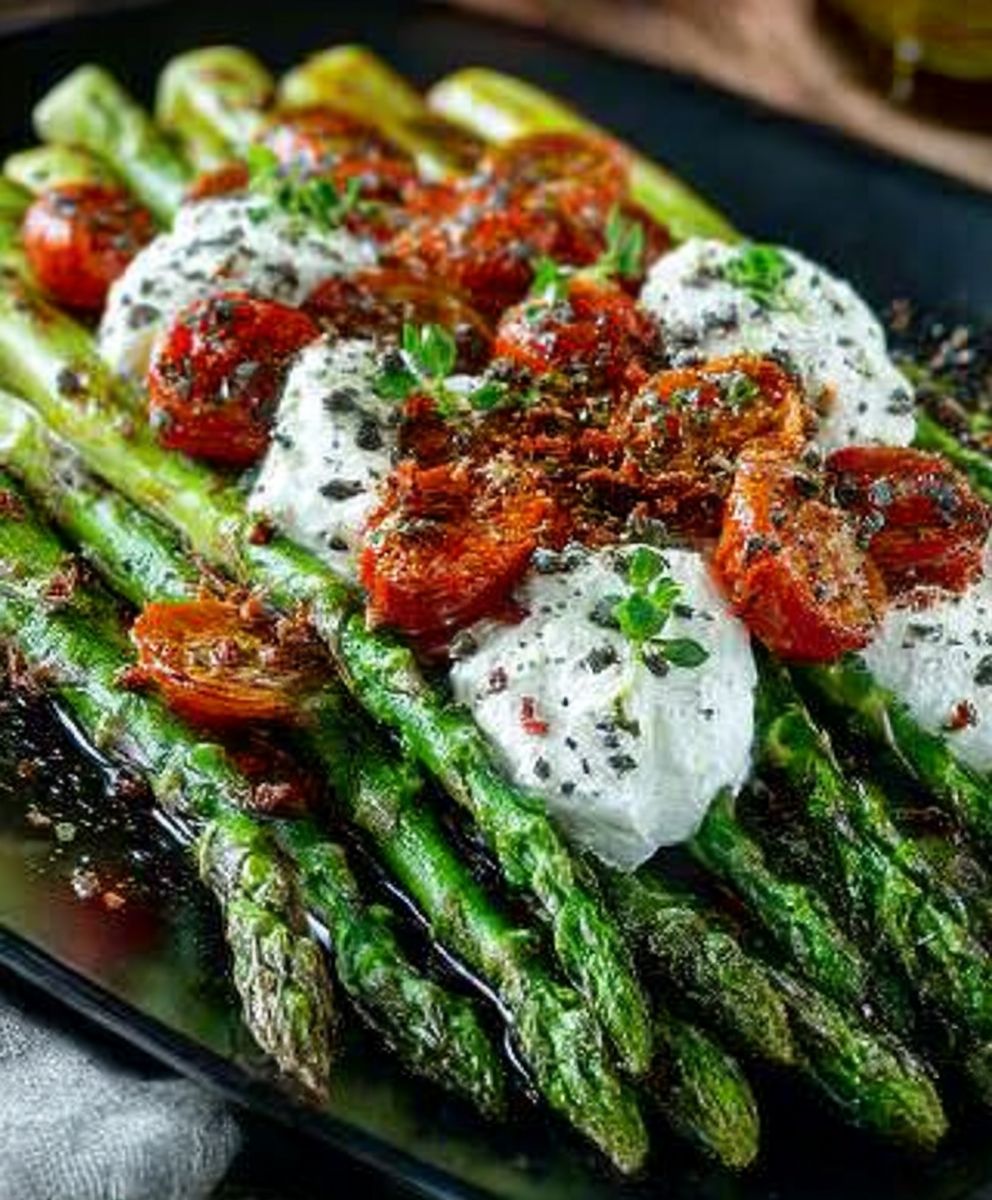 Gerösteter grüner Spargel mit Burrata und Tomaten image 2