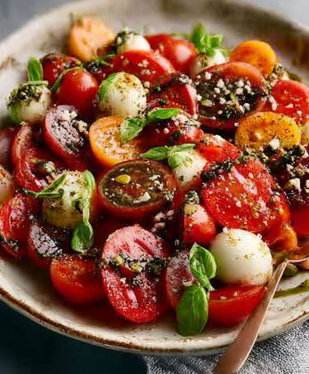 Marinated Tomato Salad (Italian Tomato Salad) | Olive & Mango image 2